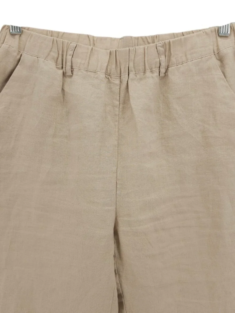 QUINCE 100% European Linen Pants DRIFTWOOD Beige Elastic Waist Size SMALL